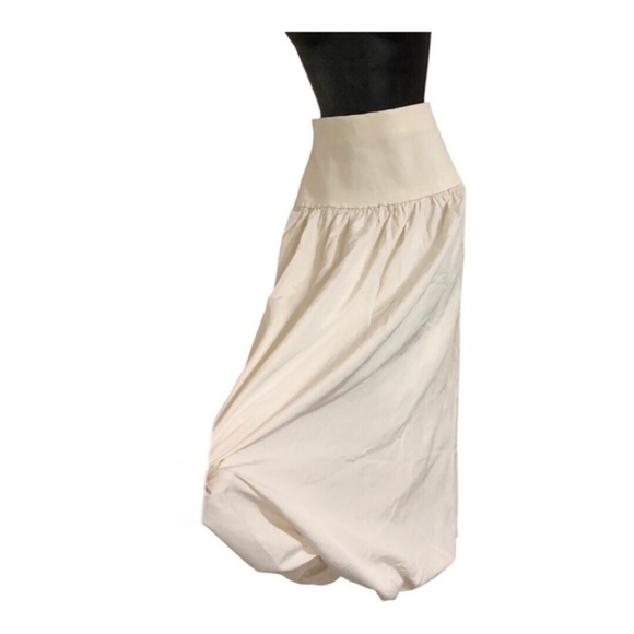 Cream puffy balloon bubble hem knit waist midi skirt size medium new - Picture 4 of 15